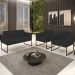 Sofá Namoradeira e 2 Poltronas Base Industrial Preto Ana Veludo Preto - Ibiza