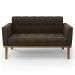 Sofá Namoradeira e 2 Poltronas Base Madeira Castanho Ana Suede Marrom - Ibiza