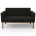 Sofá Namoradeira e 2 Poltronas Base Madeira Castanho Ana Suede Preto - Ibiza