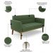 Sofá Namoradeira e 2 Poltronas Base Madeira Castanho Ana Suede Verde - Ibiza