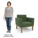 Sofá Namoradeira e 2 Poltronas Base Madeira Castanho Ana Suede Verde - Ibiza