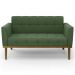 Sofá Namoradeira e 2 Poltronas Base Madeira Castanho Ana Suede Verde - Ibiza