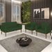 Sofá Namoradeira e 2 Poltronas Base Madeira Castanho Ana Veludo Luxo Verde - Ibiza