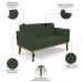 Sofá Namoradeira e 2 Poltronas Base Madeira Castanho Ana Veludo Verde - Ibiza