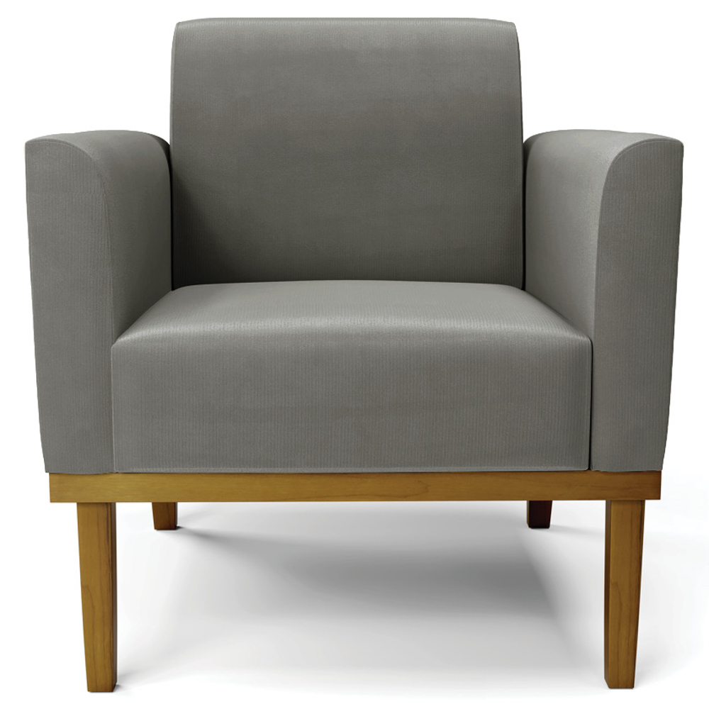 Sofá Namoradeira e 2 Poltronas Base Madeira Castanho Maressa Suede Grafite - Ibiza