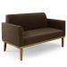 Sofá Namoradeira e 2 Poltronas Base Madeira Castanho Maressa Suede Marrom - Ibiza