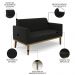 Sofá Namoradeira e 2 Poltronas Base Madeira Castanho Maressa Suede Preto - Ibiza