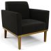 Sofá Namoradeira e 2 Poltronas Base Madeira Castanho Maressa Suede Preto - Ibiza