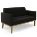 Sofá Namoradeira e 2 Poltronas Base Madeira Castanho Maressa Suede Preto - Ibiza