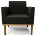 Sofá Namoradeira e 2 Poltronas Base Madeira Castanho Maressa Suede Preto - Ibiza