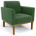 Sofá Namoradeira e 2 Poltronas Base Madeira Castanho Maressa Suede Verde - Ibiza