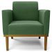 Sofá Namoradeira e 2 Poltronas Base Madeira Castanho Maressa Suede Verde - Ibiza