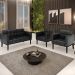 Sofá Namoradeira e 2 Poltronas Base Madeira Preto Ana Sintético PU Preto - Ibiza