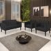 Sofá Namoradeira e 2 Poltronas Base Madeira Preto Ana Sintético Preto - Ibiza
