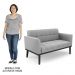 Sofá Namoradeira e 2 Poltronas Base Madeira Preto Ana Suede Cinza - Ibiza