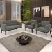Sofá Namoradeira e 2 Poltronas Base Madeira Preto Ana Suede Grafite - Ibiza