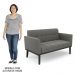 Sofá Namoradeira e 2 Poltronas Base Madeira Preto Ana Suede Grafite - Ibiza
