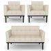 Sofá Namoradeira e 2 Poltronas Base Madeira Preto Ana Veludo Luxo Off White - Ibiza
