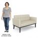 Sofá Namoradeira e 2 Poltronas Base Madeira Preto Ana Veludo Luxo Off White - Ibiza