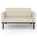 Sofá Namoradeira e 2 Poltronas Base Madeira Preto Ana Veludo Luxo Off White - Ibiza