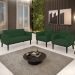Sofá Namoradeira e 2 Poltronas Base Madeira Preto Ana Veludo Verde - Ibiza