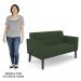 Sofá Namoradeira e 2 Poltronas Base Madeira Preto Ana Veludo Verde - Ibiza