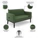 Sofá Namoradeira e 2 Poltronas Base Madeira Preto Maressa Suede Verde - Ibiza