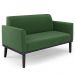 Sofá Namoradeira e 2 Poltronas Base Madeira Preto Maressa Suede Verde - Ibiza
