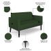 Sofá Namoradeira e 2 Poltronas Base Madeira Preto Maressa Veludo Luxo Verde - Ibiza
