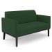 Sofá Namoradeira e 2 Poltronas Base Madeira Preto Maressa Veludo Verde - Ibiza