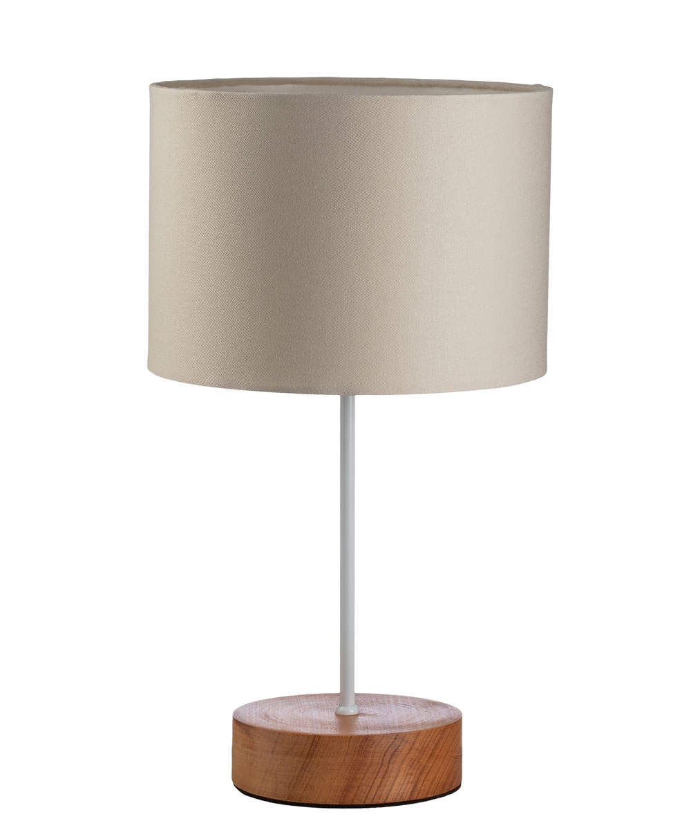 Abajur Luminária de mesa bege  madeira Ana
