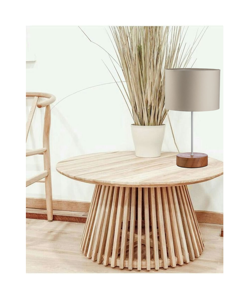Abajur Luminária de mesa bege  madeira Ana