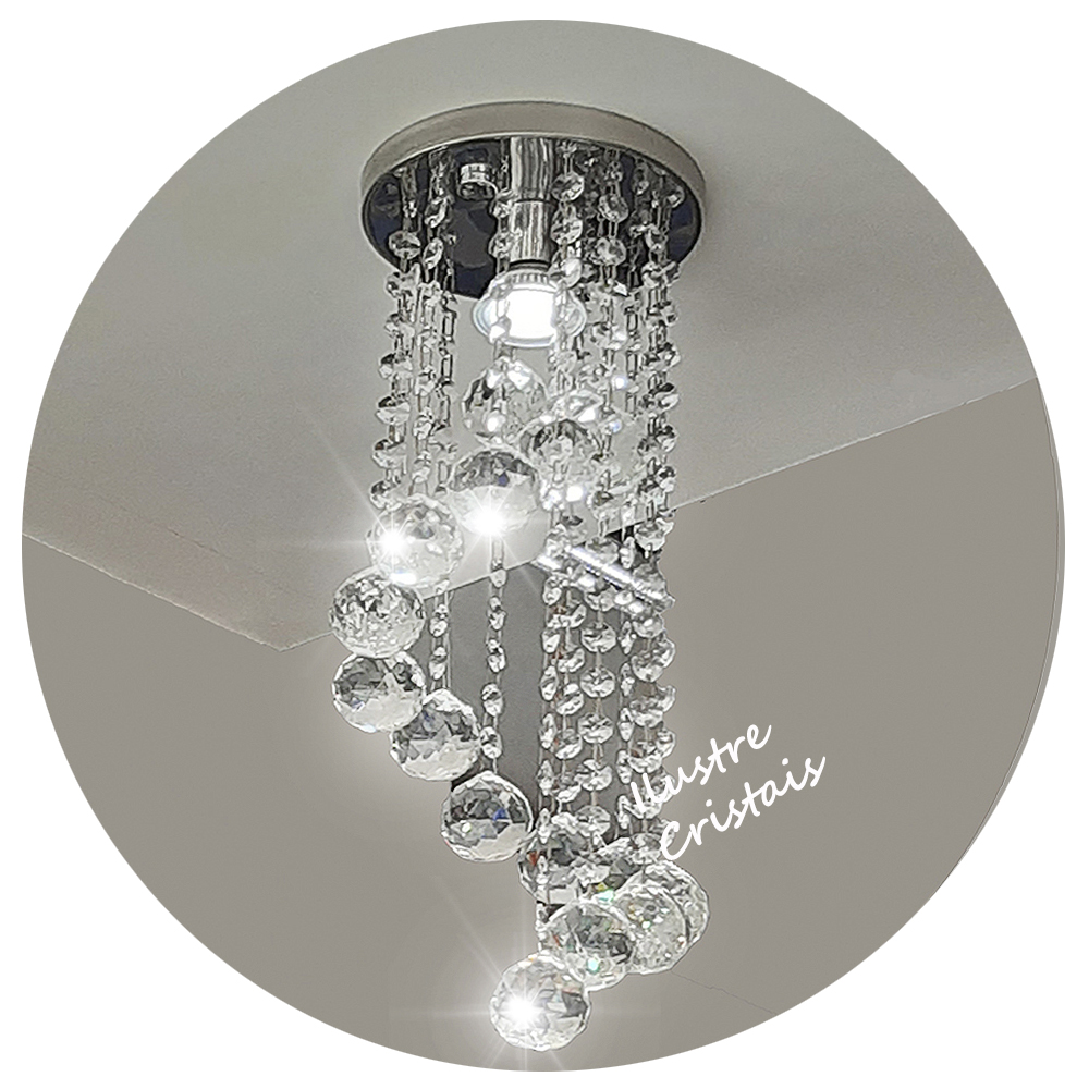 Lustre De Cristal Legítimo K9 com 30 Cm De Altura e Soquete E27 comum