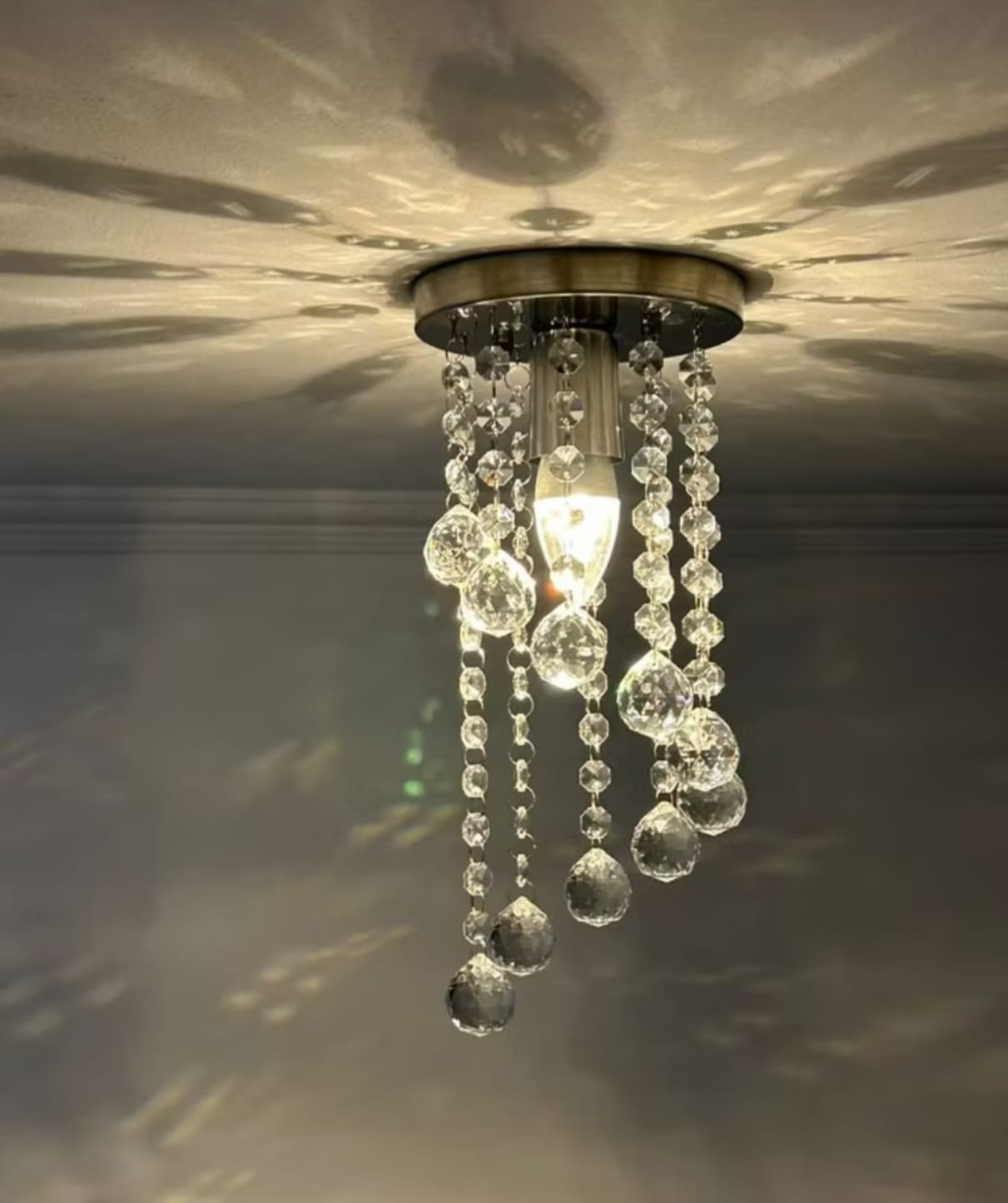 Lustre De Cristal Legítimo K9 com 30 Cm De Altura e Soquete E27 comum