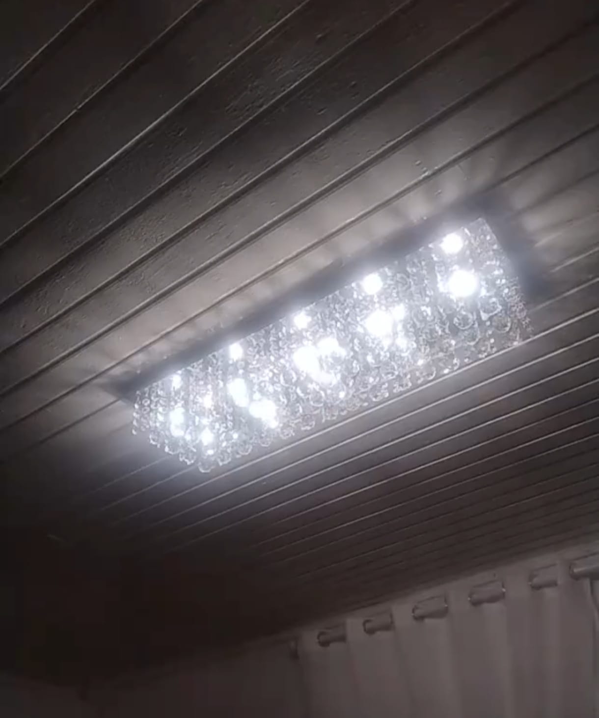 Lustre Para Sala De Cristal Legítimo K9 Base Inox 80x25 Cm