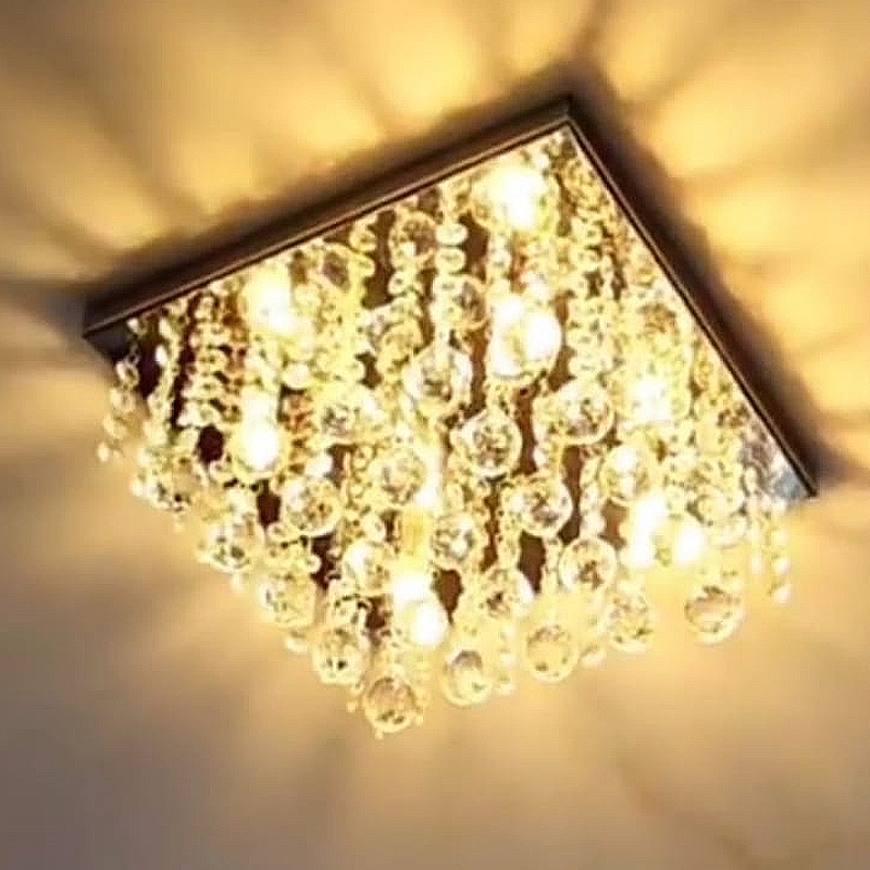Lustre Para Sala Quarto De Cristal K9 Legítimo Base 30x30 Cm
