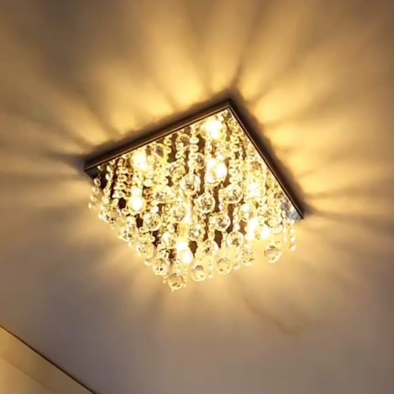 Lustre Para Sala Quarto De Cristal K9 Legítimo Base 30x30 Cm