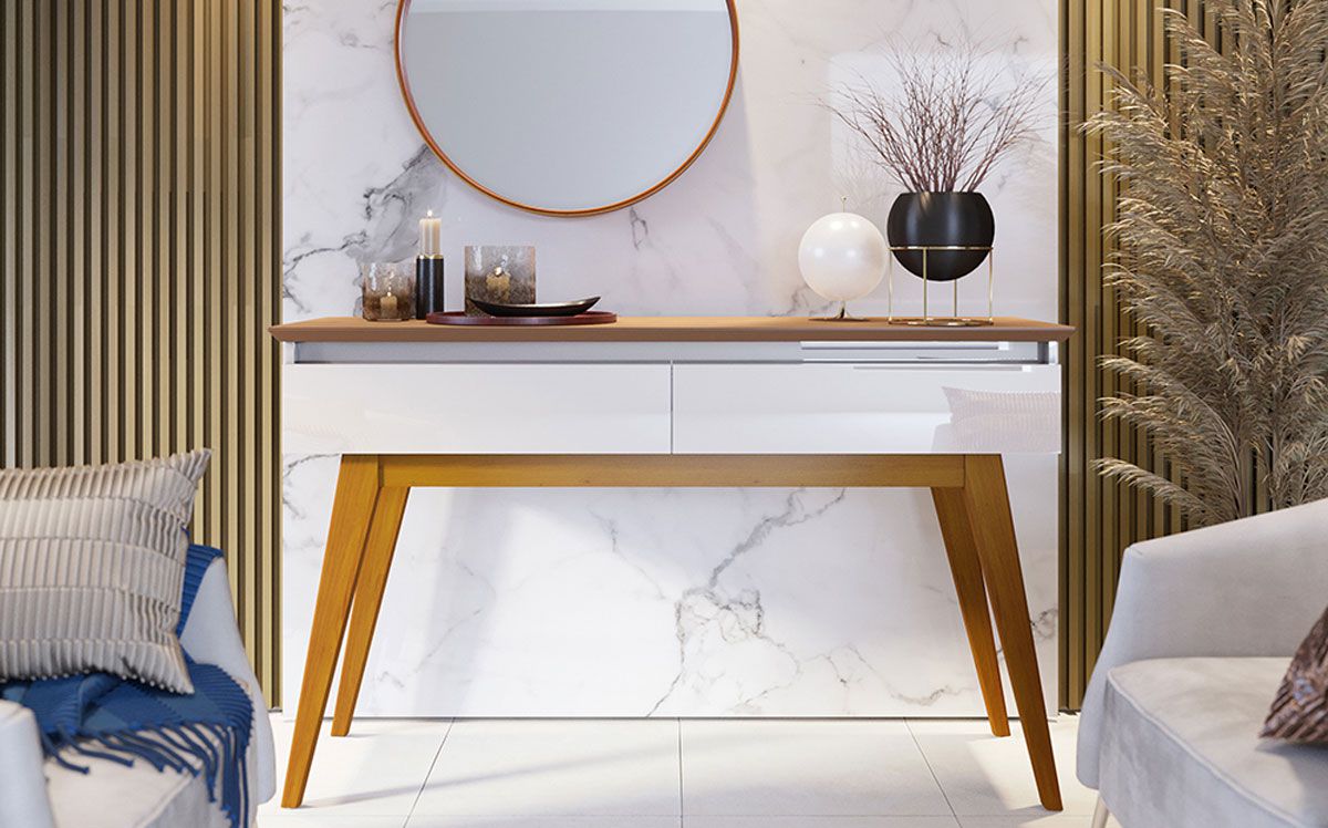 Aparador Classic 1.36 Nature com Off White - Imcal Móveis
