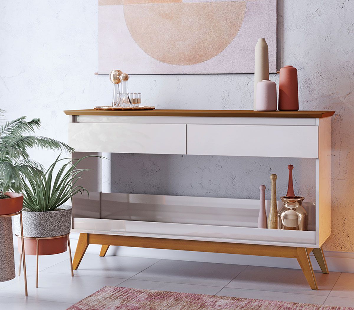 Aparador Classic + 1.36 Nature com Off White - Imcal Móveis