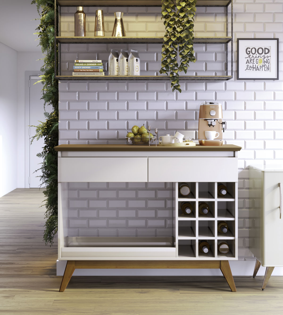 Aparador Classic AD 1.13 Nature com Off White - Imcal Móveis