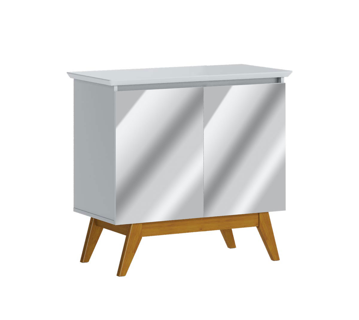 Buffet Classic 2 Portas Branco Acetinado e Espelho - Imcal Móveis