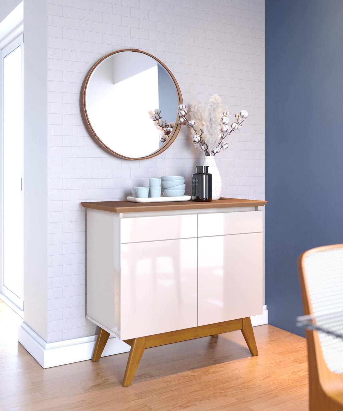 Buffet Classic 2 Portas Off White com Freijó - Imcal Móveis