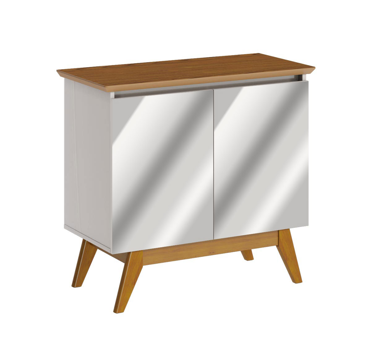 Buffet Classic 2 Portas Off White com Freijó e Espelho - Imcal Móveis