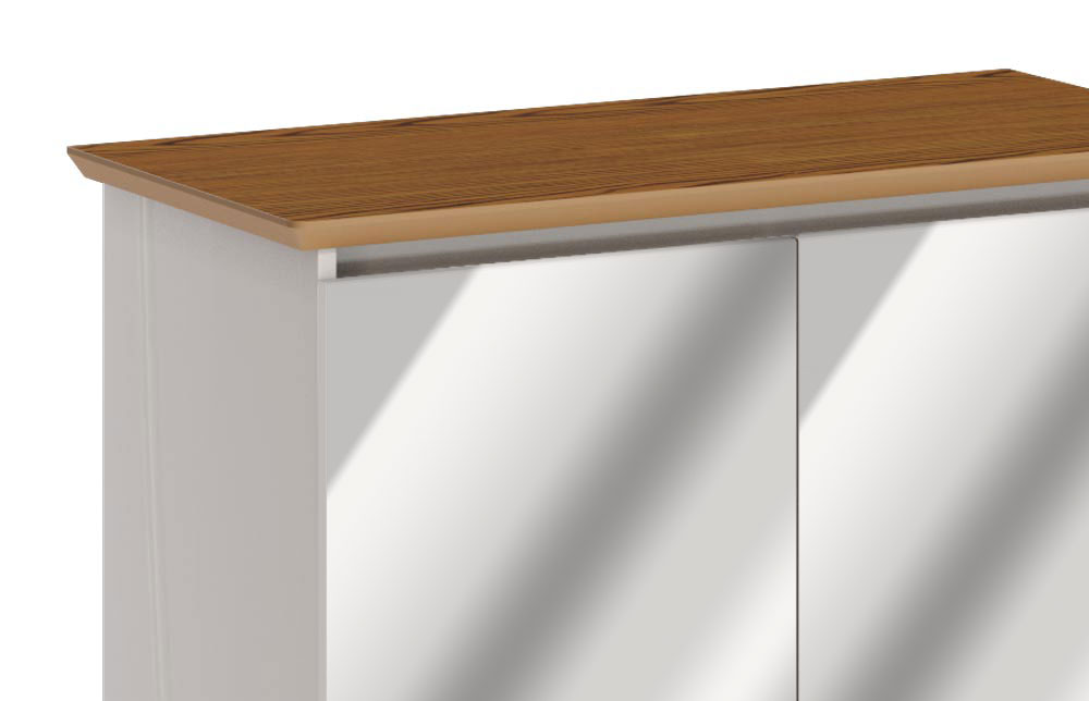 Buffet Classic 2 Portas Off White com Freijó e Espelho - Imcal Móveis