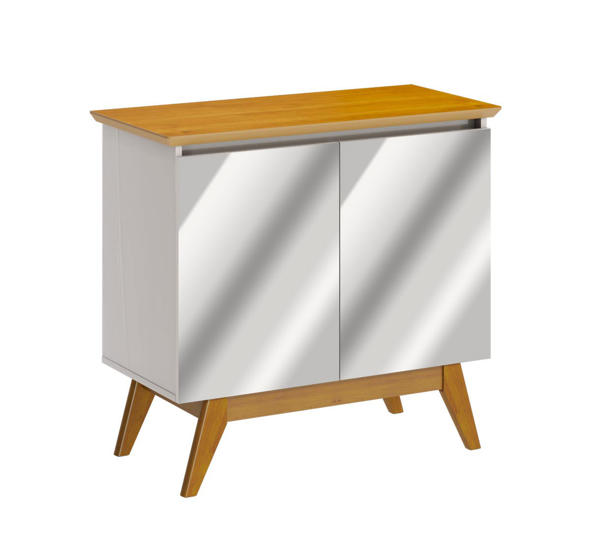 Buffet Classic 2 Portas Off White com Nature e Espelho - Imcal Móveis