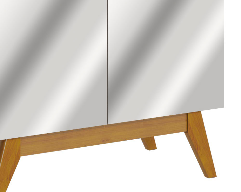 Buffet Classic 2 Portas Off White com Nature e Espelho - Imcal Móveis
