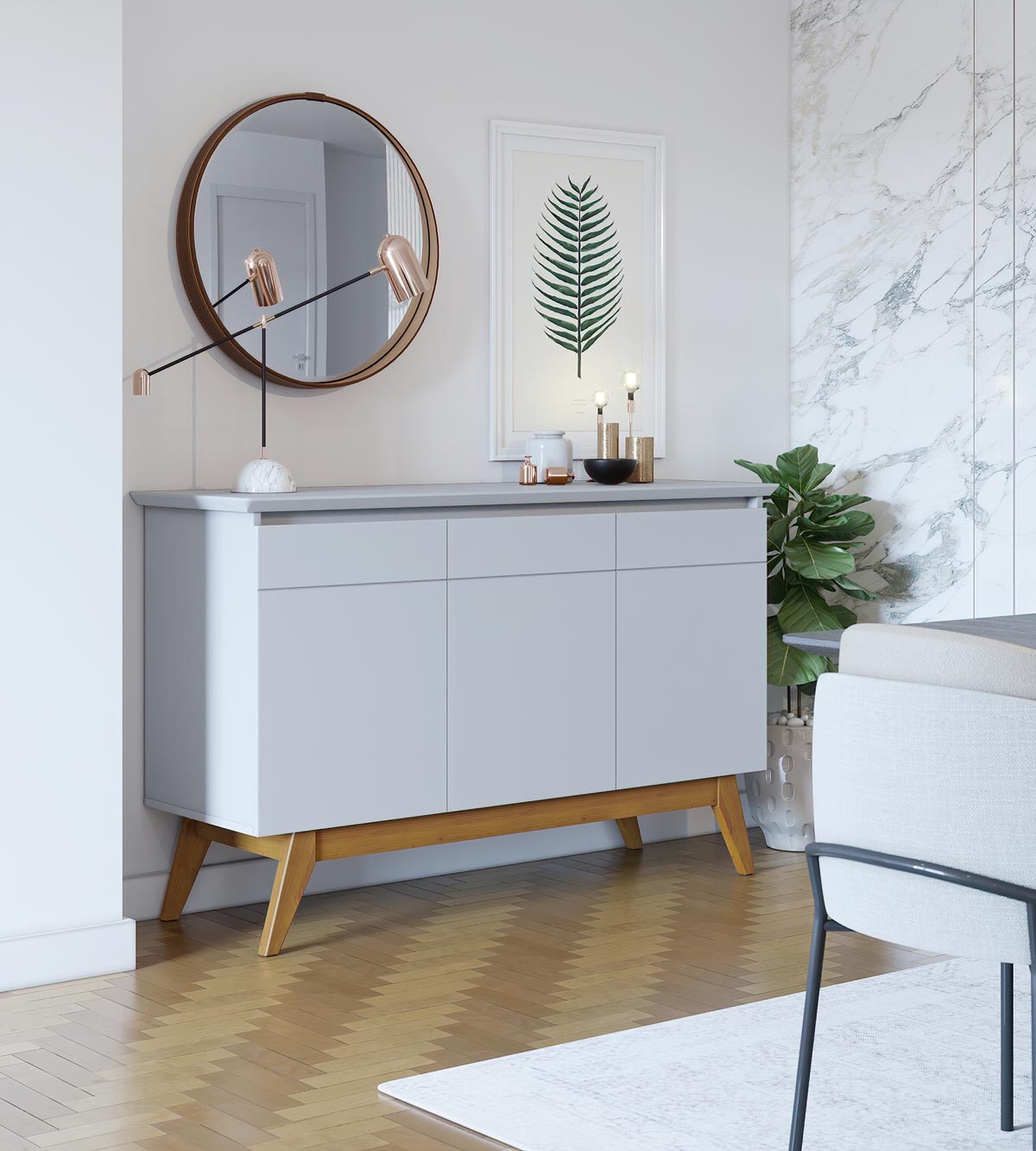 Buffet Classic 3 Portas Branco Acetinado - Imcal Móveis