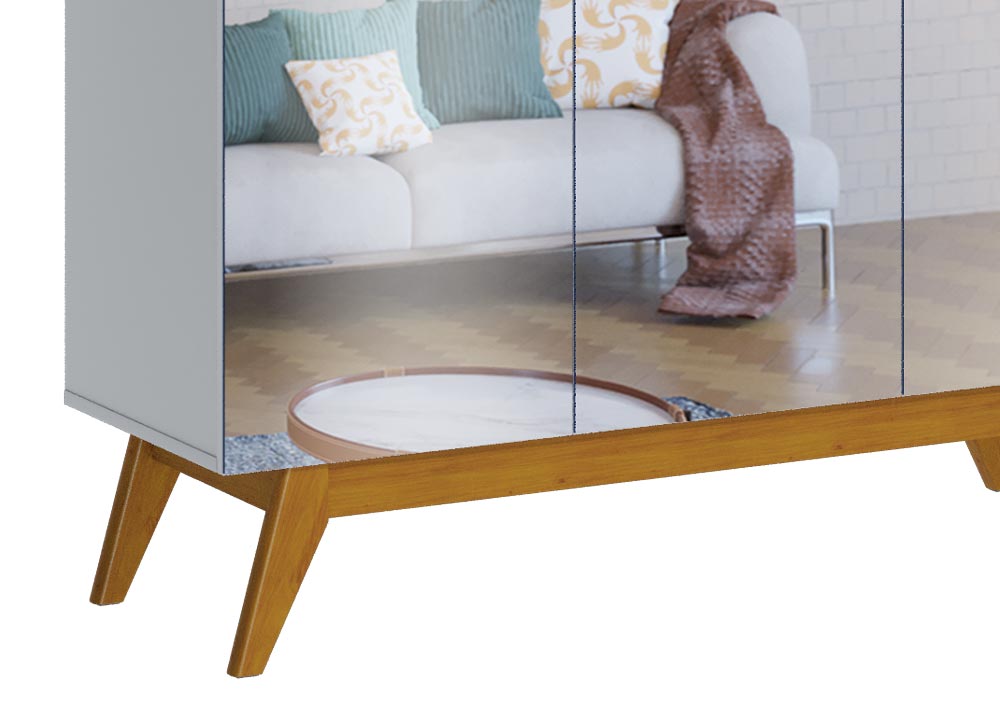 Buffet Classic 3 Portas Branco Acetinado e Espelho - Imcal Móveis