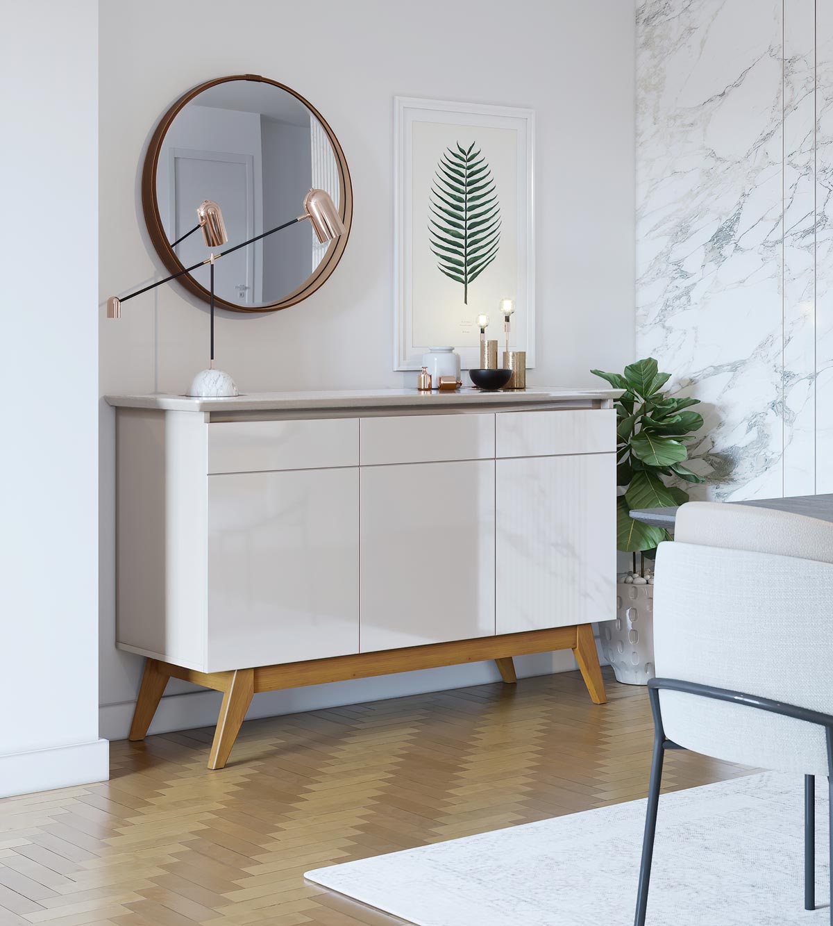 Buffet Classic 3 Portas Off White - Imcal Móveis