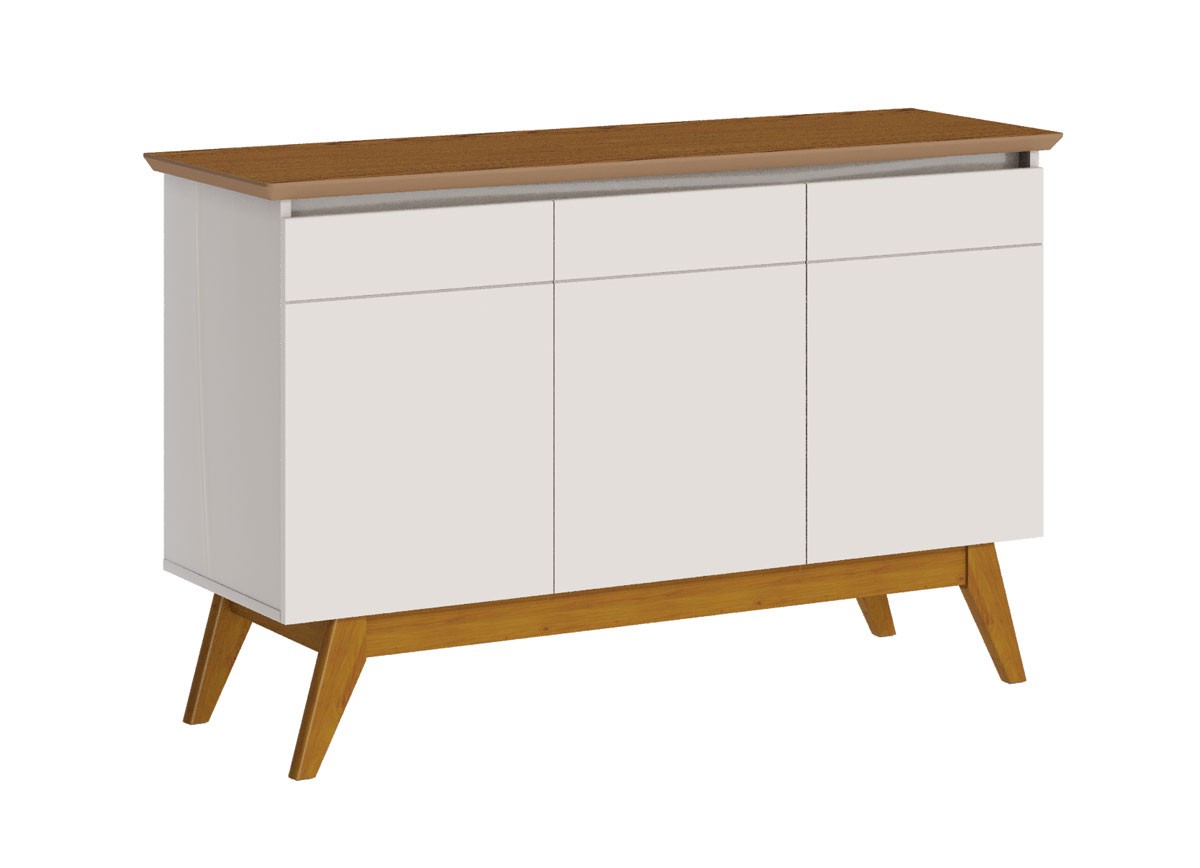 Buffet Classic 3 Portas Off White com Freijó - Imcal Móveis